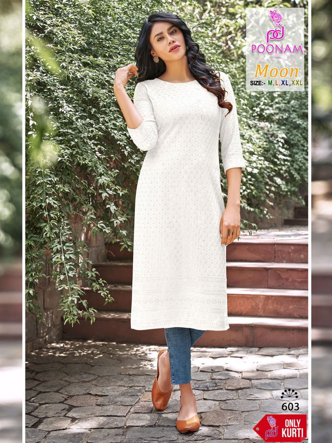 Poonam Moon 601 Series Designer Kurtis Catalog
